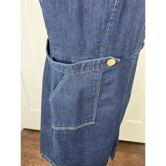 Vintage Liz Claiborne Denim Sheath Dress Size 16 Pockets Classic Minimalist - Picture 4 of 9